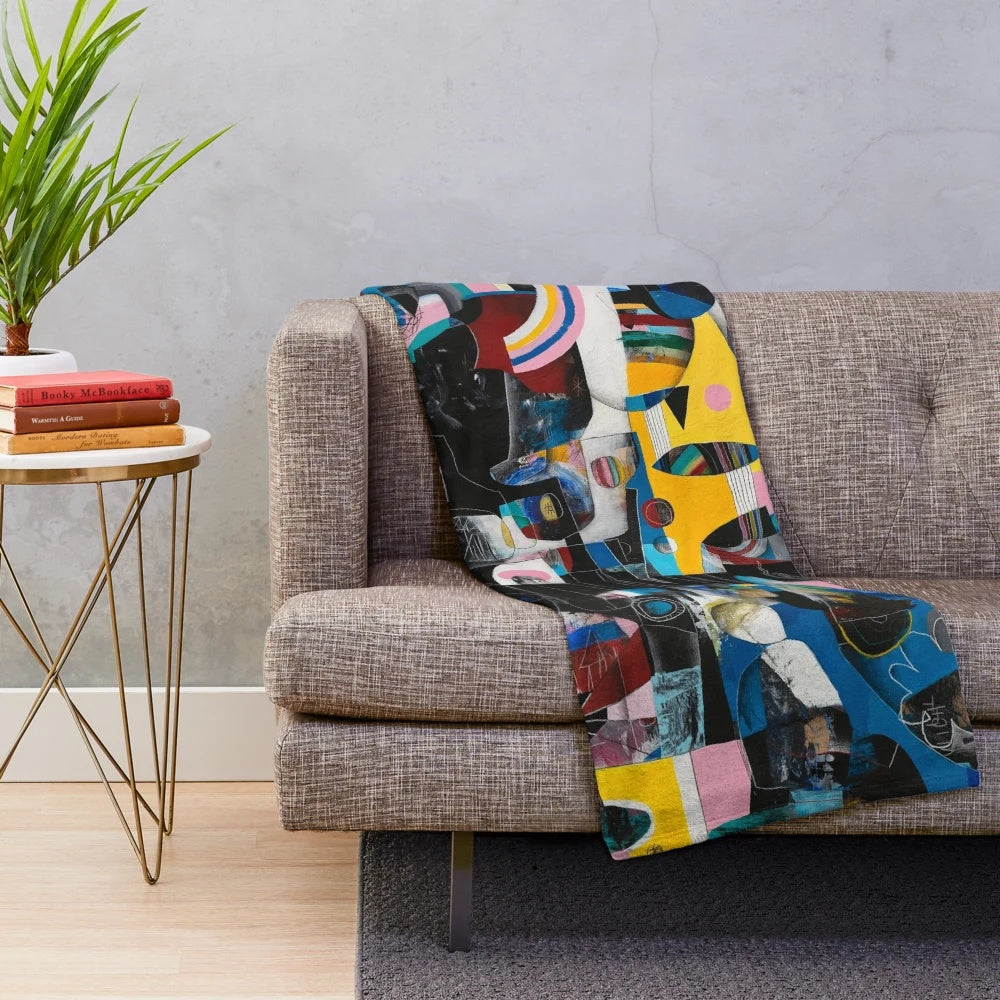 Cozy goth-inspired plush blanket with sun, clouds, and sky design