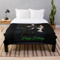 Soft, plush blanket with a gothic, anime-inspired design