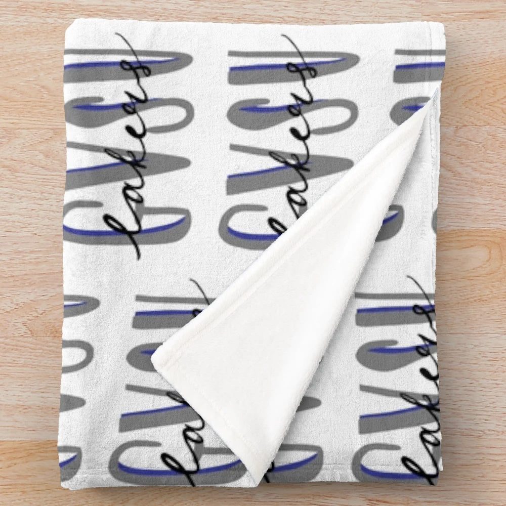 Grand Valley Plush Blanket with Blue and Gray Waves