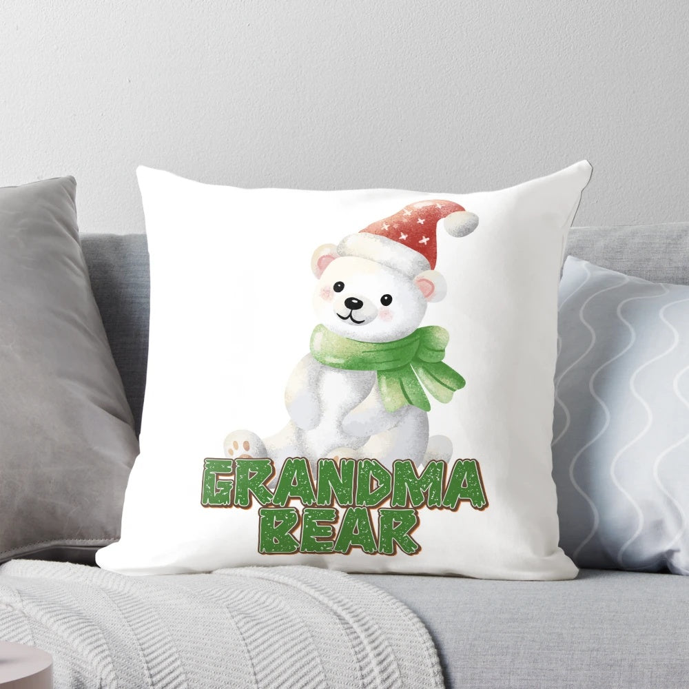 Grandma Bear Christmas Sweater with Red and Green Festive Design