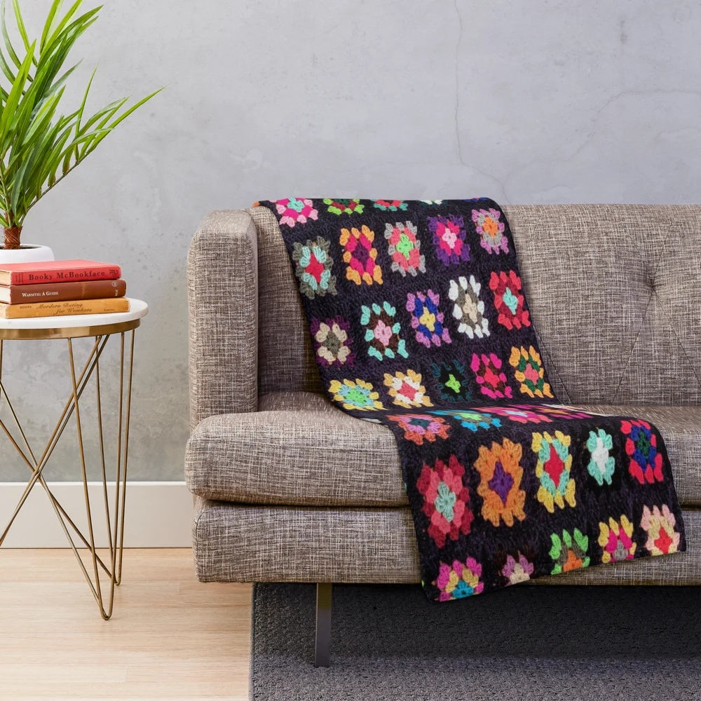 Roseanne inspired granny square plush blanket