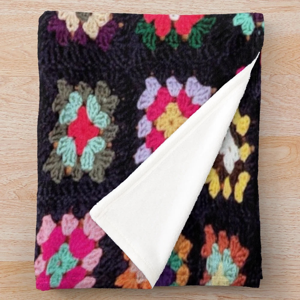 Roseanne inspired granny square plush blanket