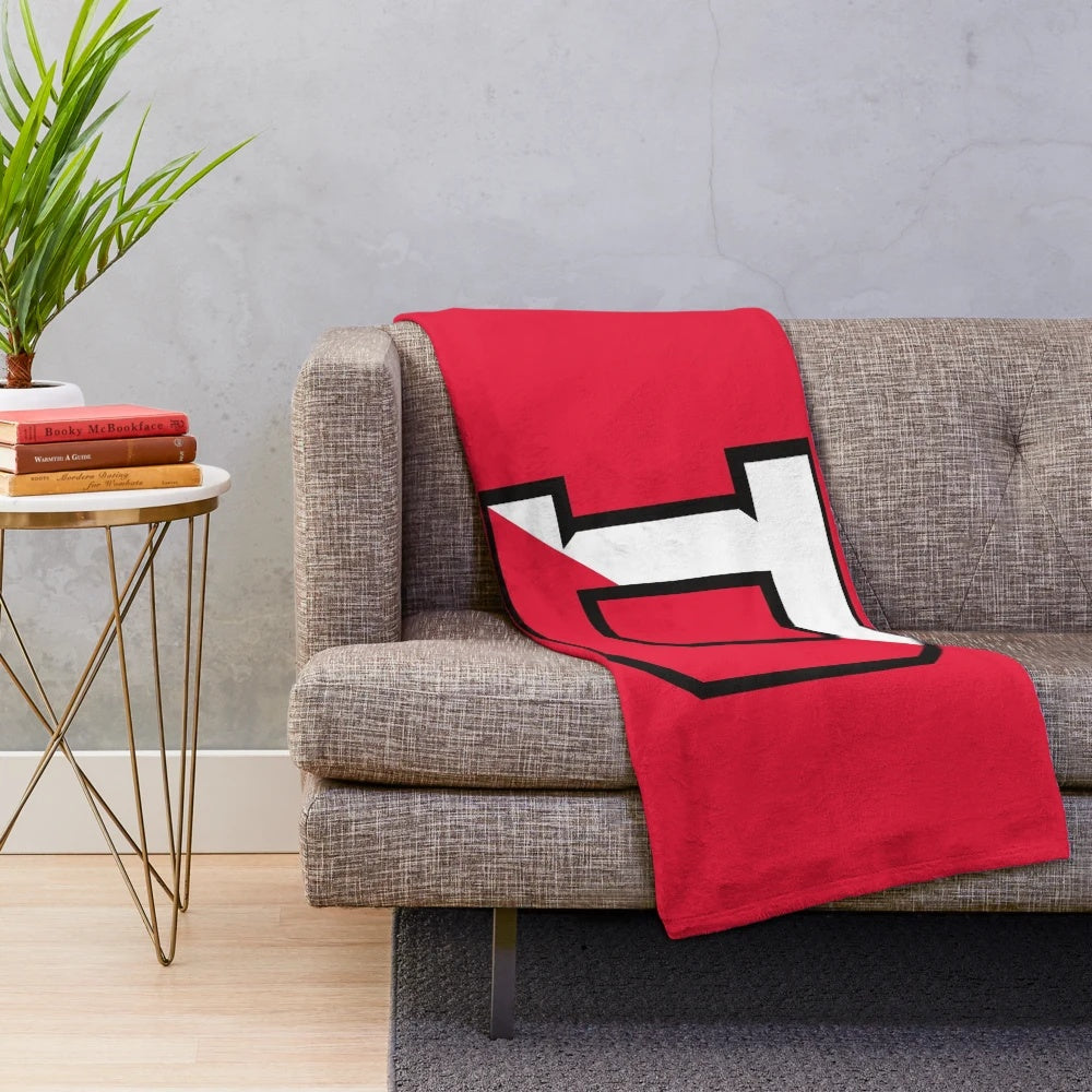 Big red plush blanket featuring the Granville Denison logo