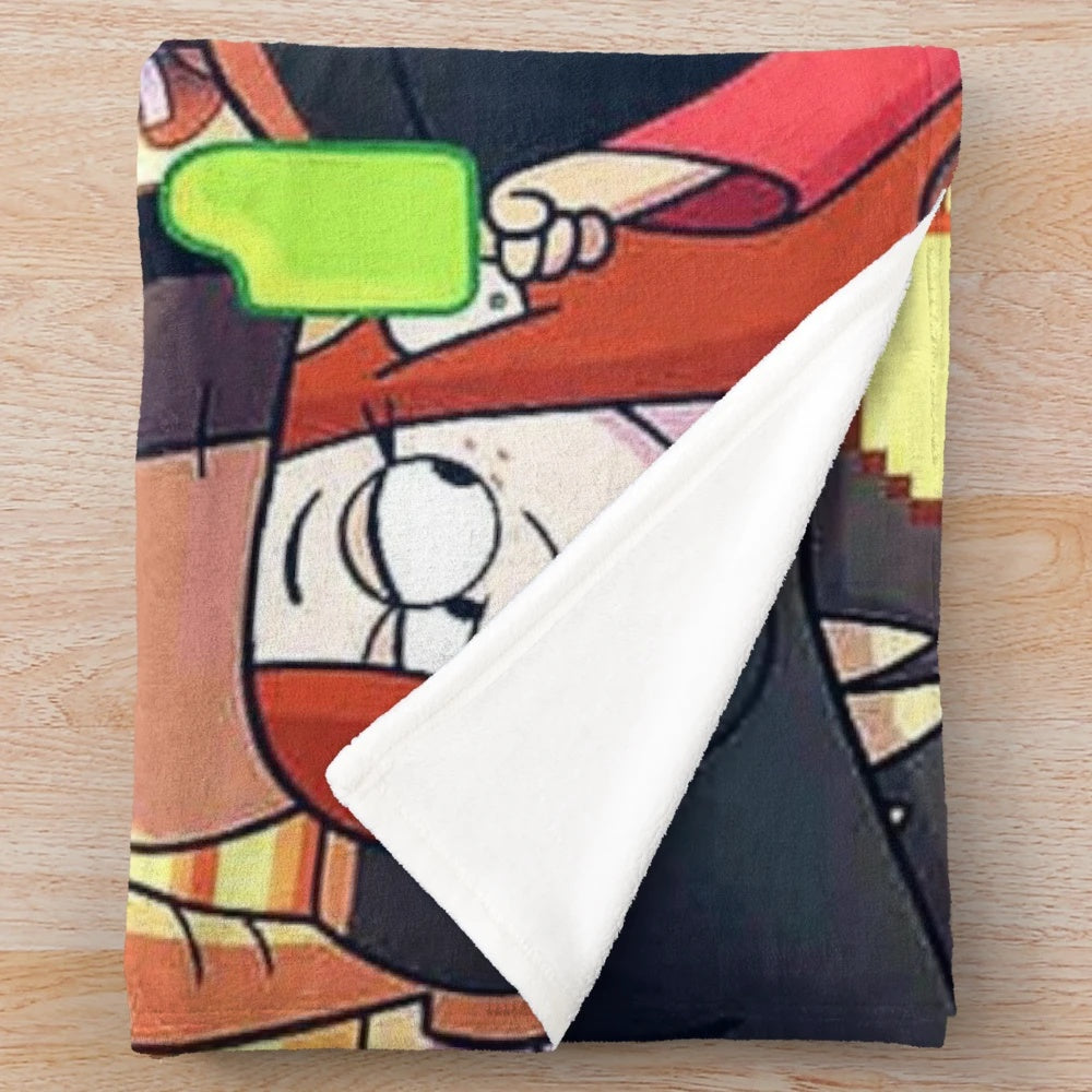 Gravity Falls inspired plush blanket with characters Mabel and Dipper
