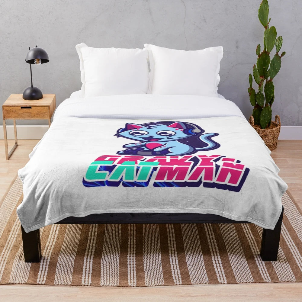 GravyCatMan Plush Blanket with Cute Anime-Inspired Design
