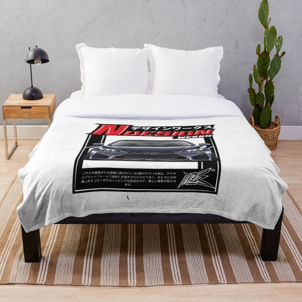 Gray plush blanket with Lexus ES sedan-inspired design