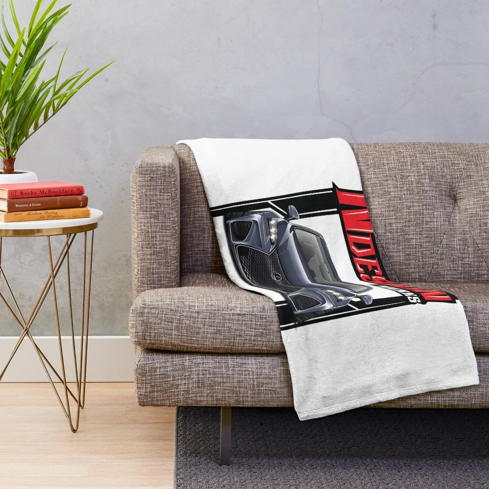 Gray plush blanket with Lexus ES sedan-inspired design