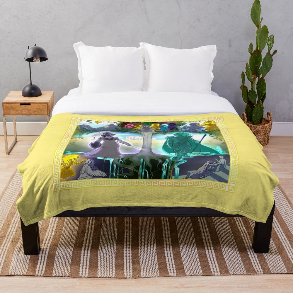 Athena's Tapestry Plush Blanket featuring Greek mythology