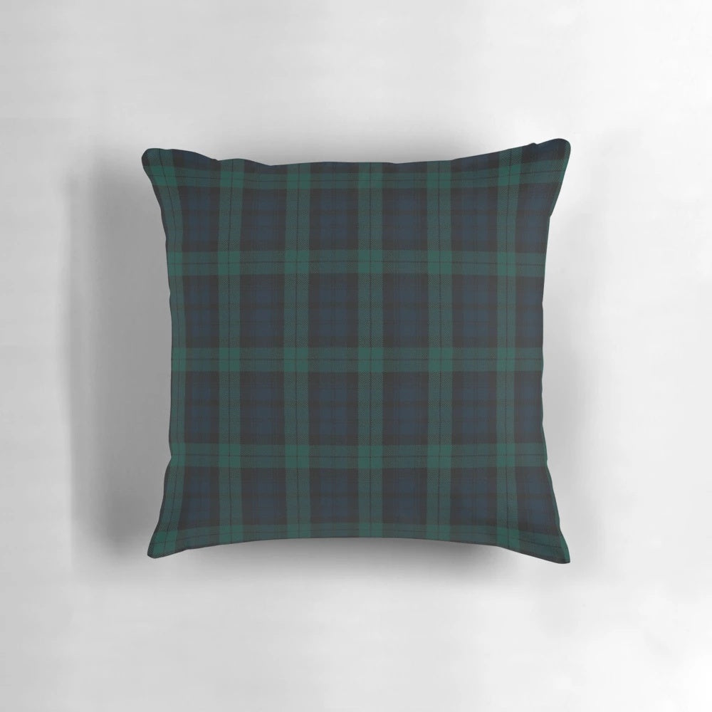 Vibrant green and blue tartan plaid decorative pillow