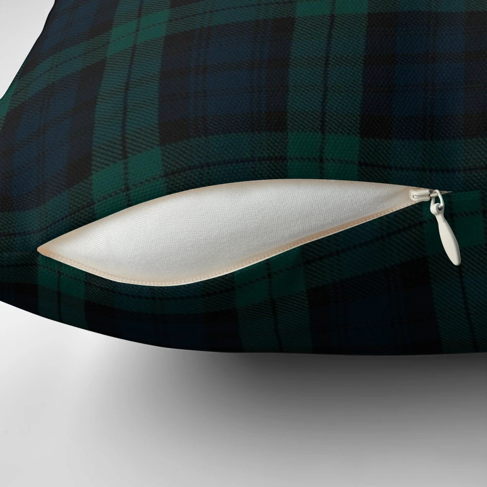 Vibrant green and blue tartan plaid decorative pillow