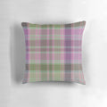Green and lilac tartan plaid pillow with a classic, checkered pattern