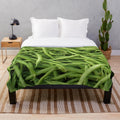 Green Beans Plush Blanket with Textured Vegetable Design