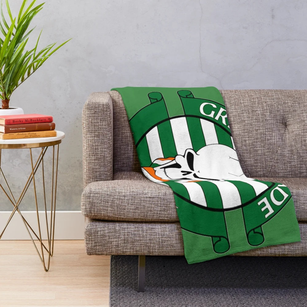 Green Brigade plush blanket with football and Celtic logo