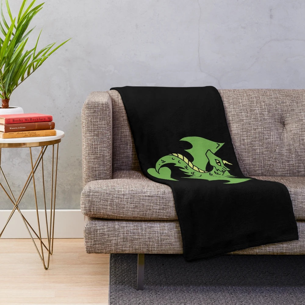 Green dragon plush blanket for home decor and cozy comfort