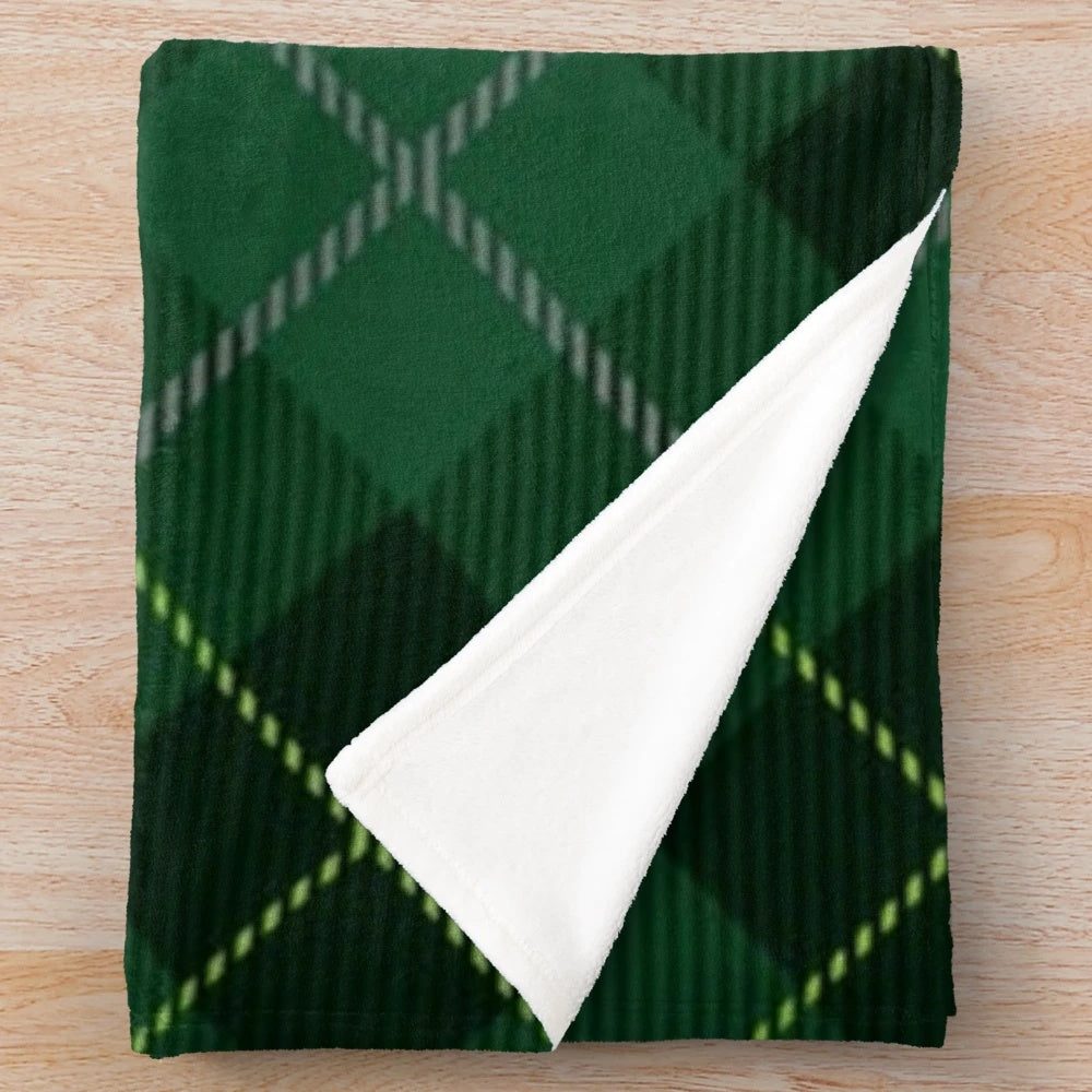 Green and red plaid tartan pattern plush blanket