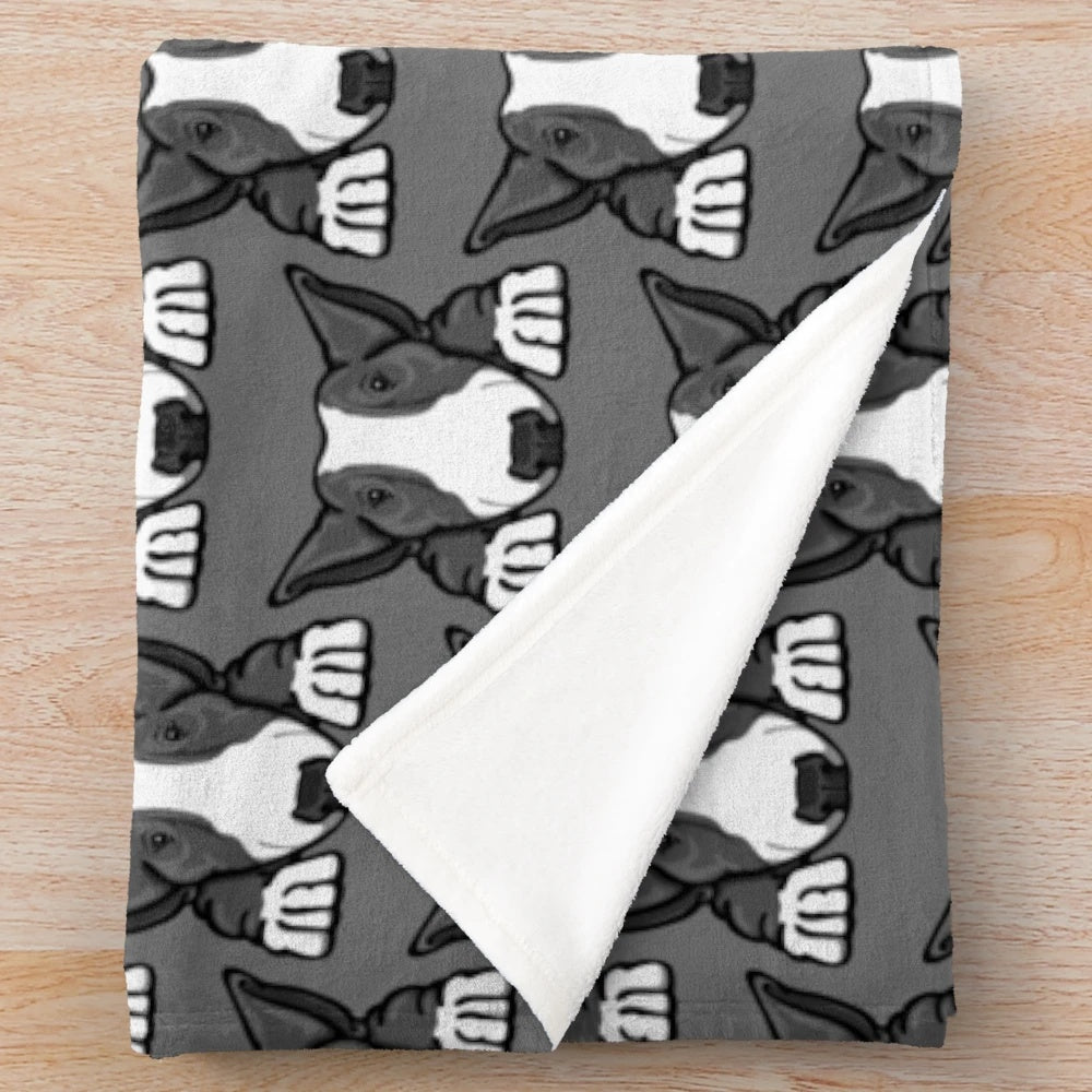 Grey and white bullterrier plush blanket