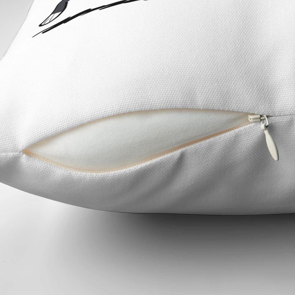 A plush, comfortable pillow featuring a charming greyhound cartoon design by artist Richard Skipworth.