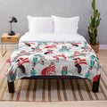 Greyhound Christmas plush blanket with festive pattern