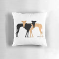 A soft, plush pillow featuring a cartoon-style greyhound dog design, perfect for adding a touch of whimsy to any pet-friendly space.