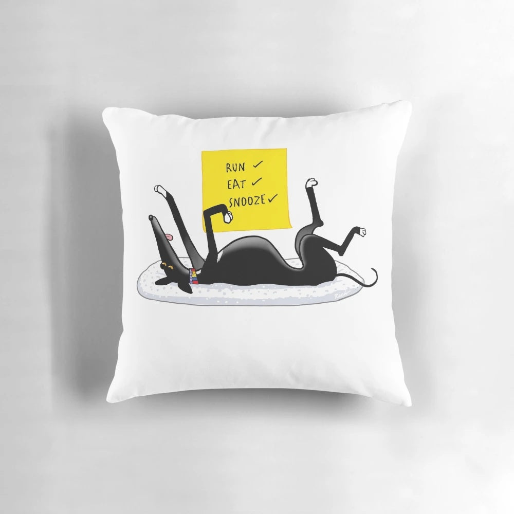 Soft, stylish pillow featuring a cartoon greyhound or lurcher dog design