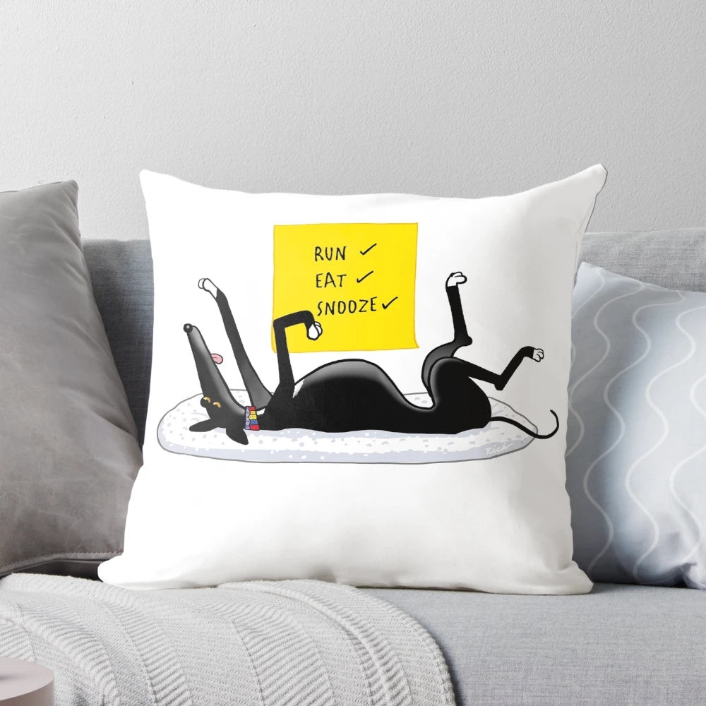 Soft, stylish pillow featuring a cartoon greyhound or lurcher dog design