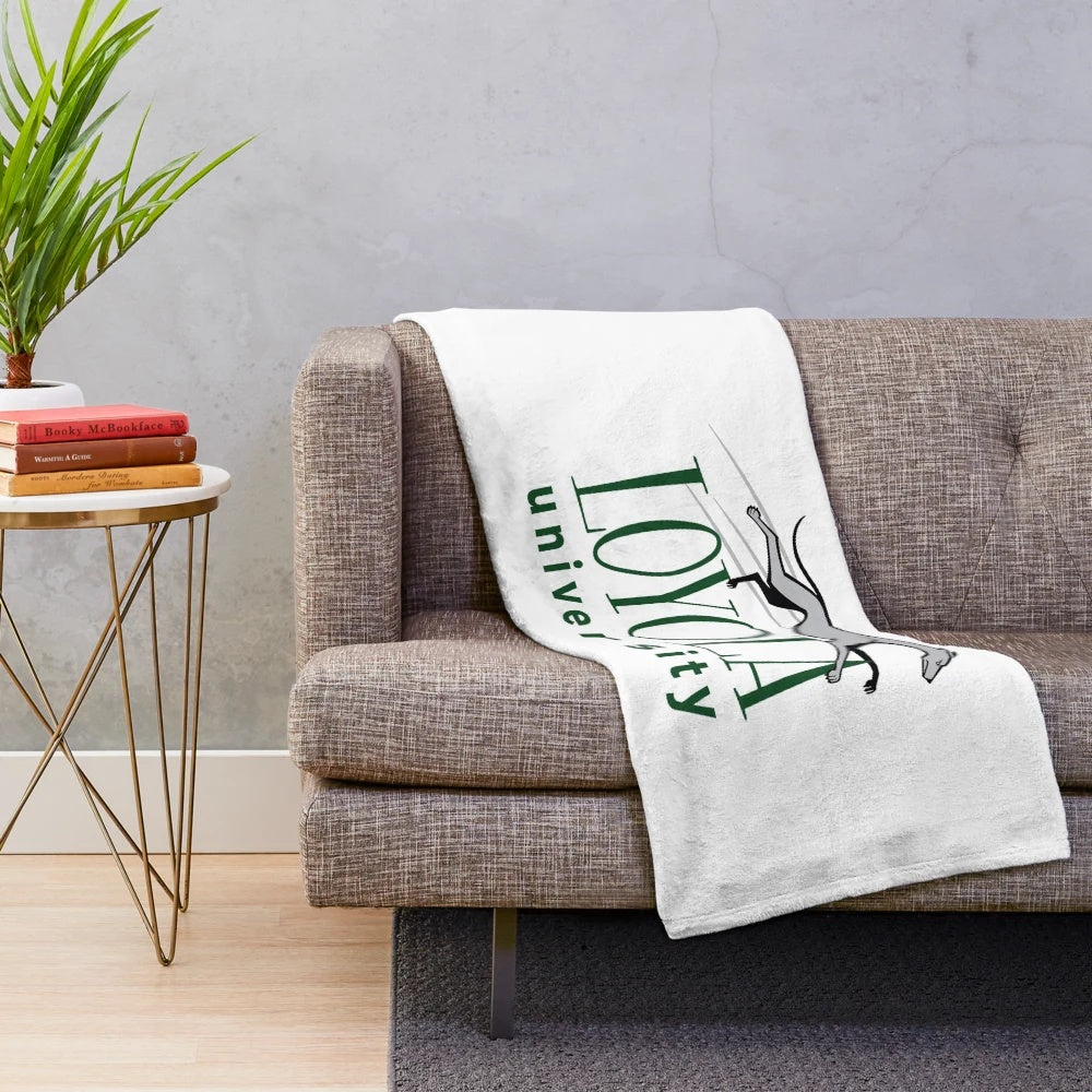 Greyhound-inspired plush blanket in university colors