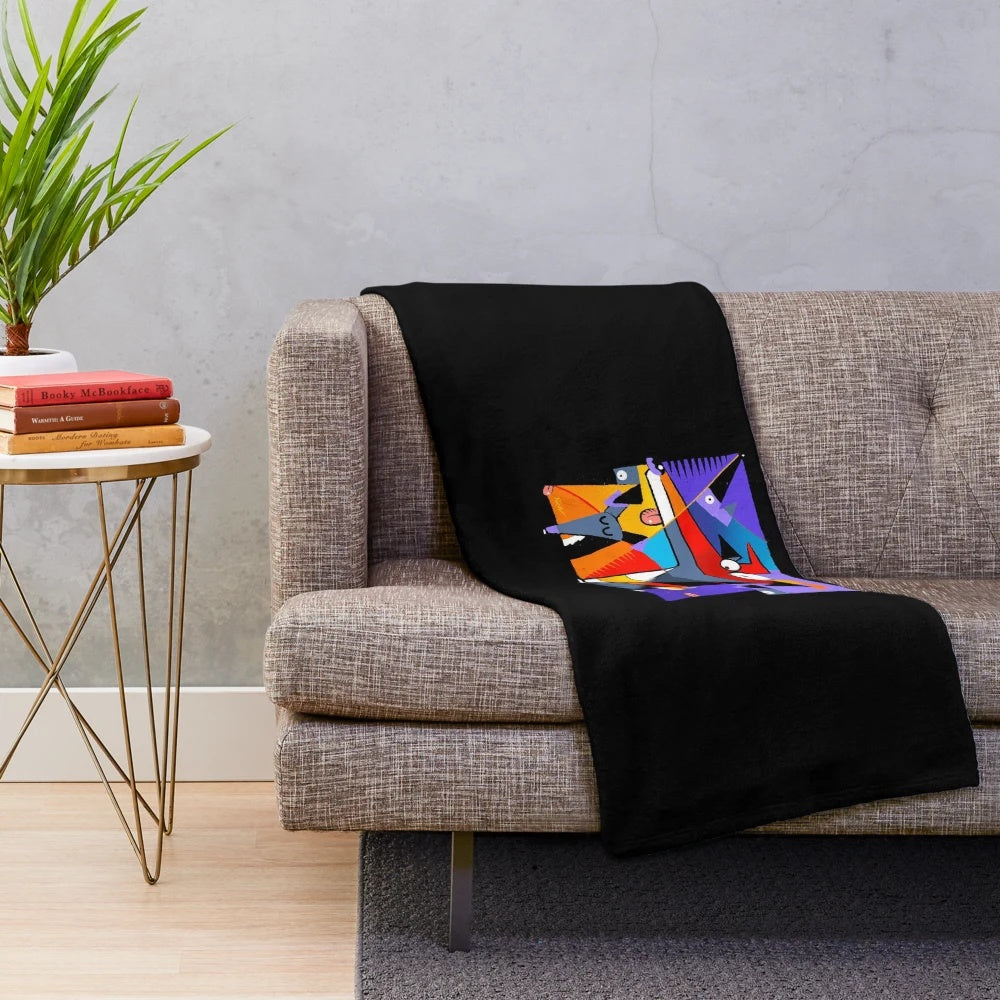 Derpism Plush Blanket featuring a cartoon greyhound, lurcher, and whippet design