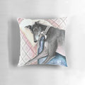 A plush and comfortable pillow featuring a sleeping greyhound or lurcher dog