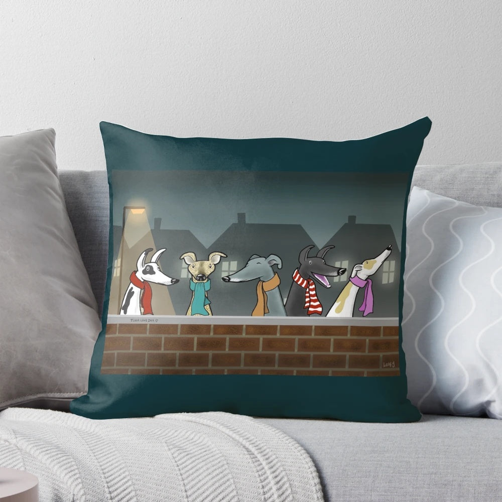 Soft, plush pillow featuring a beautiful greyhound or sighthound design
