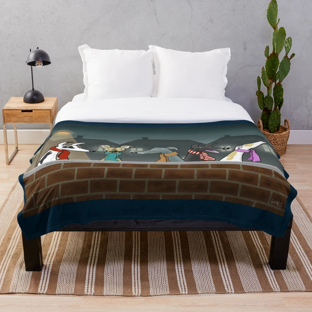 Soft and cuddly plush blanket featuring a greyhound design