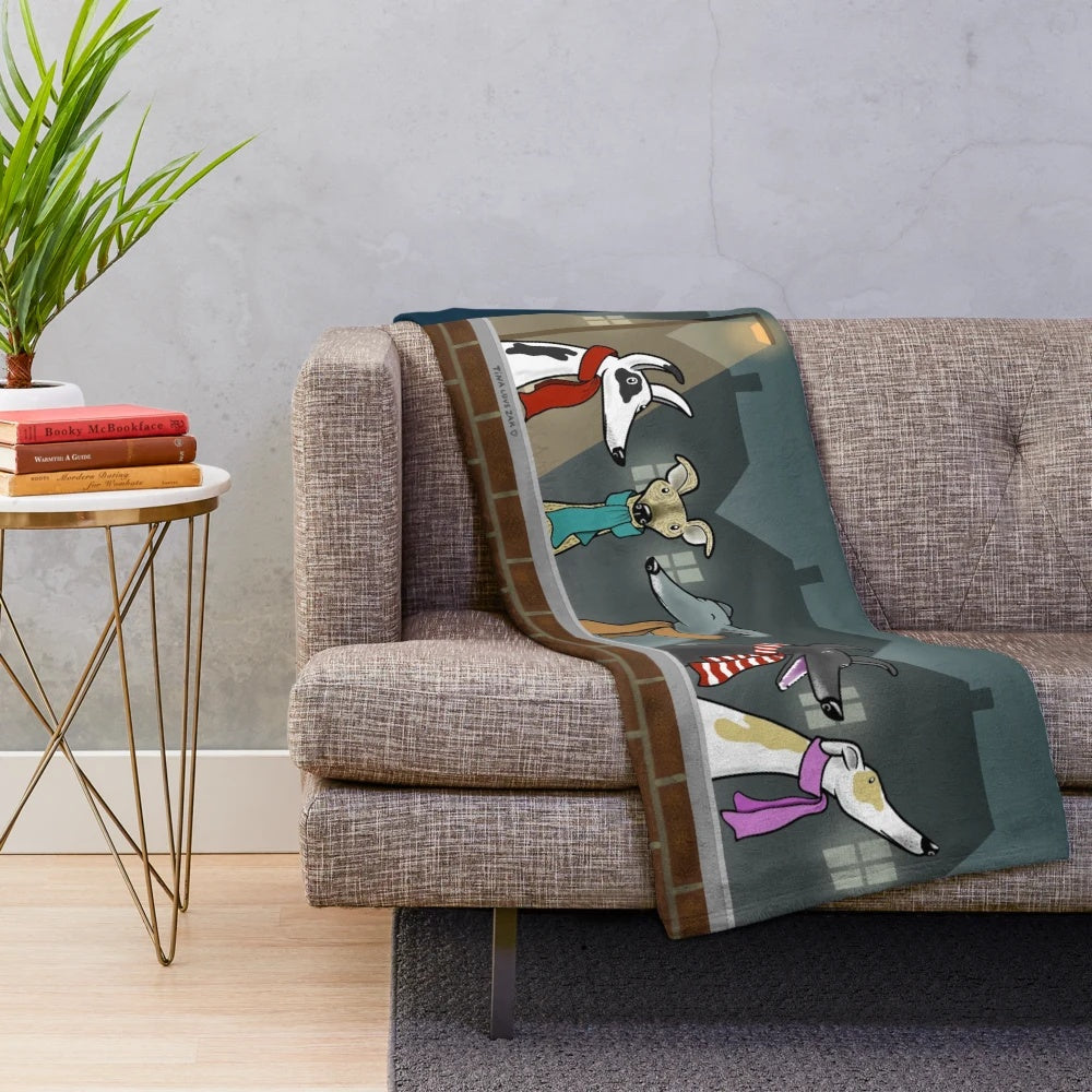 Soft and cuddly plush blanket featuring a greyhound design