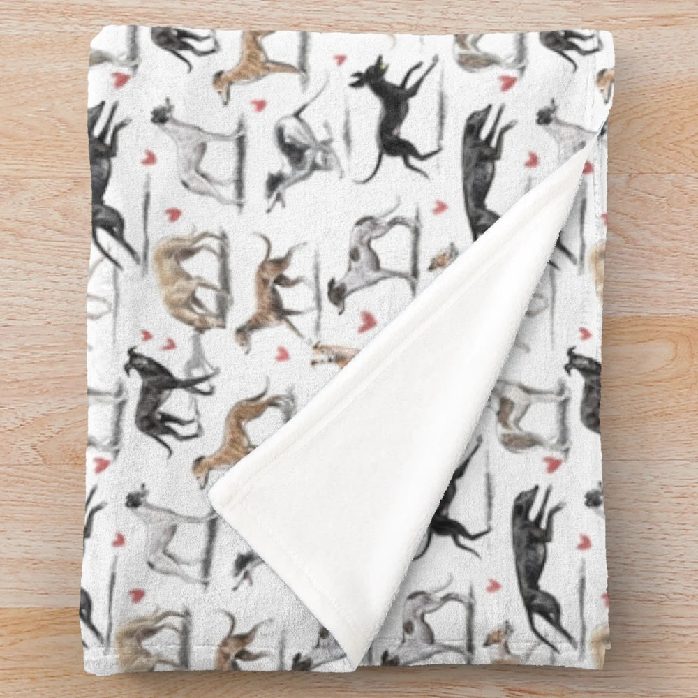 Greyhound dog plush blanket