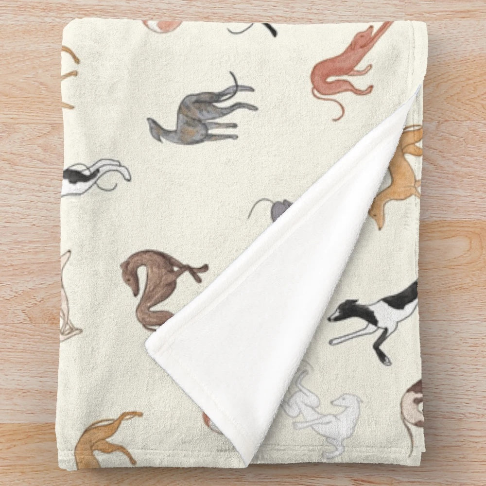 Greyhound plush blanket with adoptive dog design