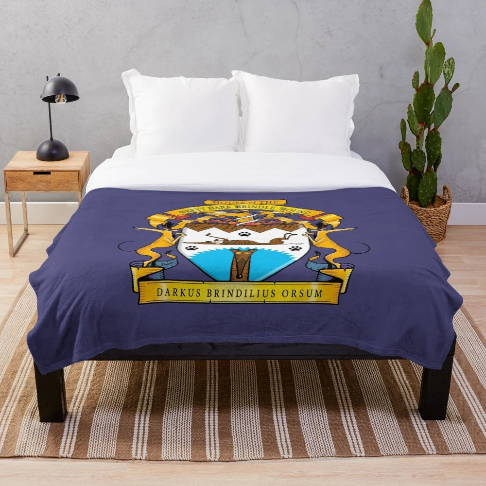 Greyhound plush blanket with heraldic design
