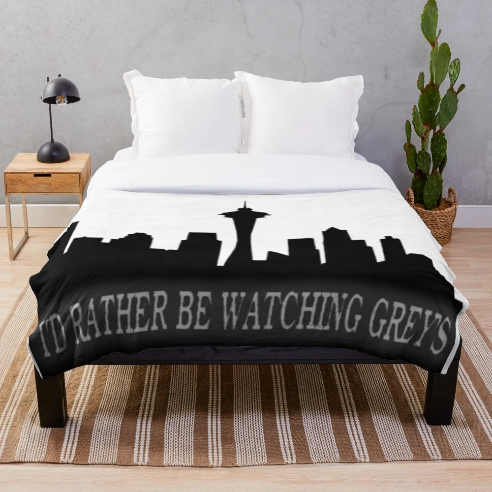 Grey's Anatomy inspired plush blanket featuring the Seattle skyline