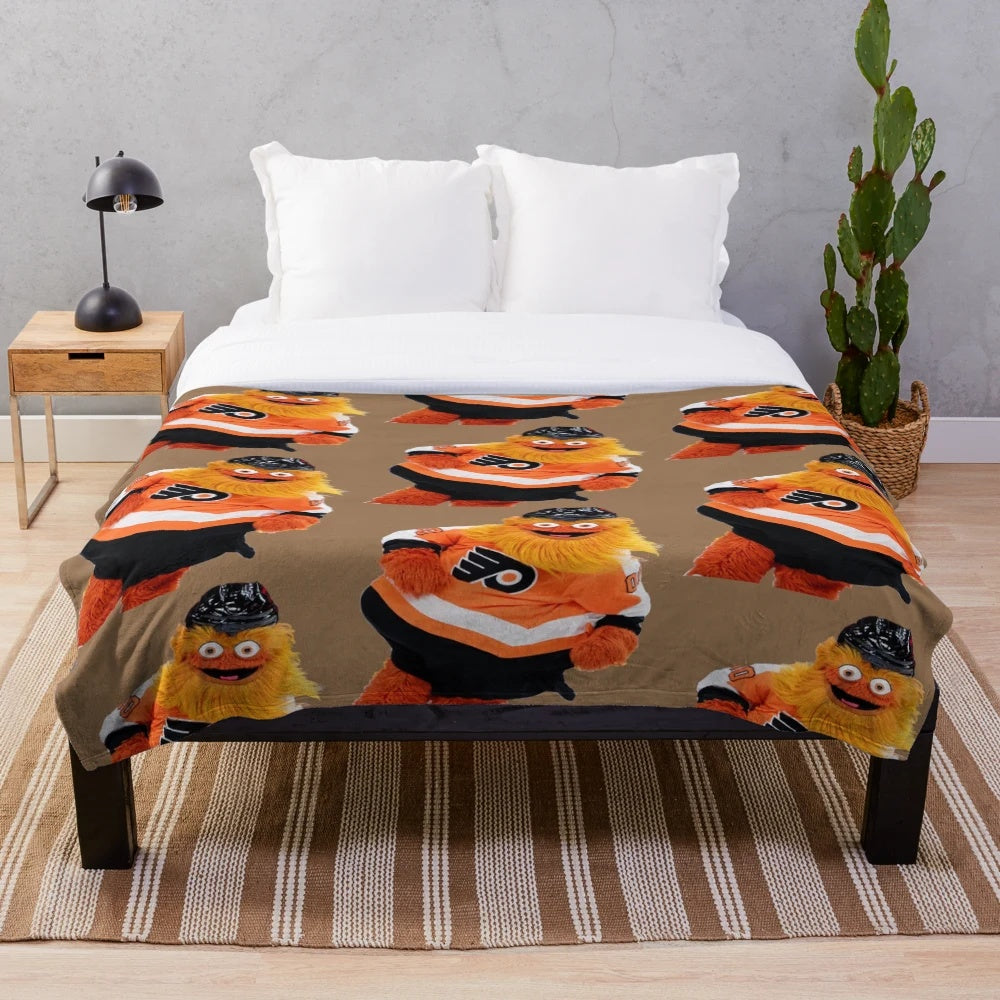 Gritty mascot plush blanket for home decor