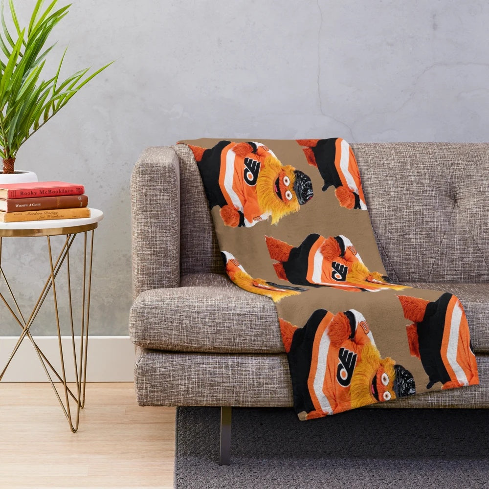 Gritty mascot plush blanket for home decor