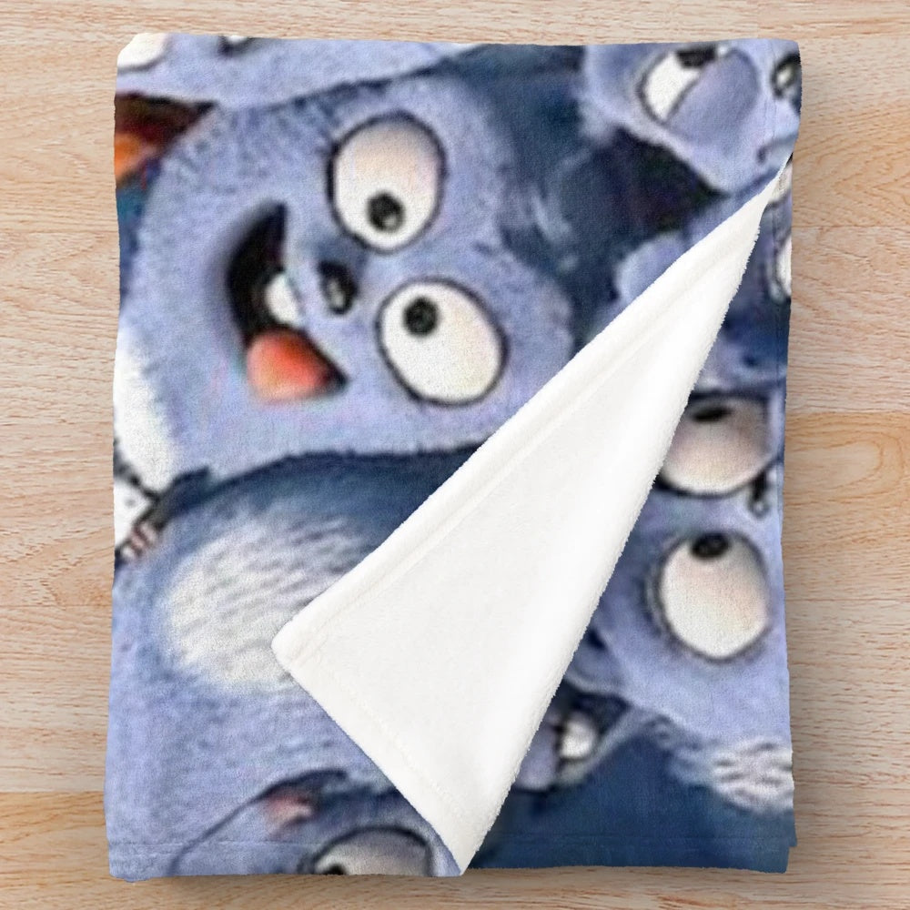 Grizzly and Lemmings Cartoon Plush Blanket