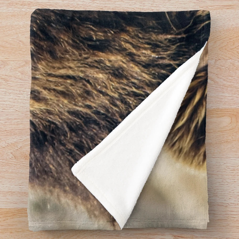 Grizzly bear plush blanket with soft, high-quality material
