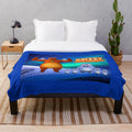 Grizzy and Lemmings inspired plush blanket featuring the bear and his mischievous lemmings friends