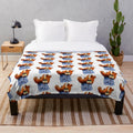 Grizzy and Lemmings cartoon characters on a soft plush blanket