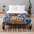 Grizzy and the Lemmings inspired plush blanket with Grizzy bear character
