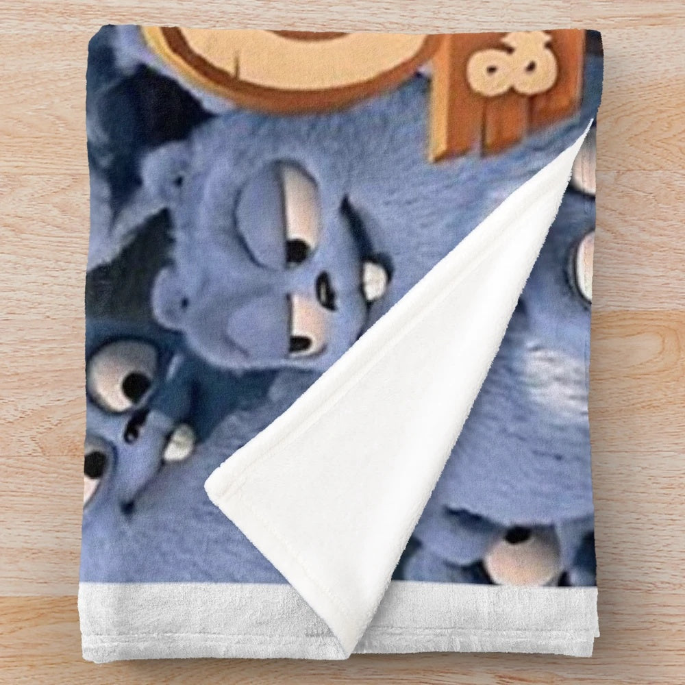 Grizzy and the Lemmings inspired plush blanket with Grizzy bear character