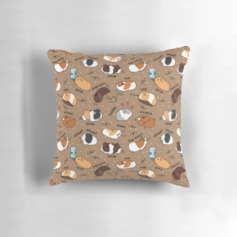 Soft brown background pillow with a cute guinea pig daily to-do list design