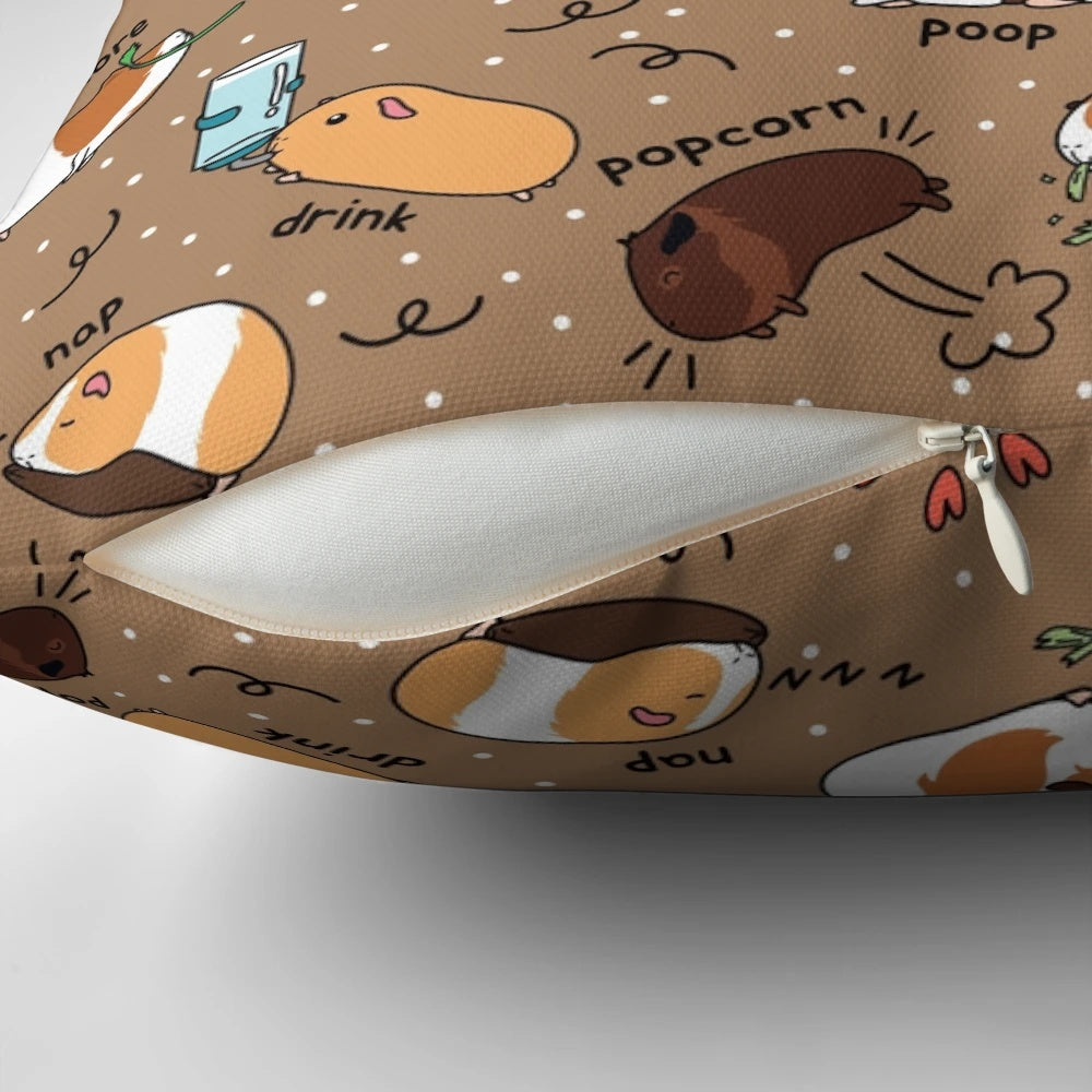 Soft brown background pillow with a cute guinea pig daily to-do list design