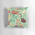 Plush guinea pig pillow in a nature-inspired pattern with vegetables