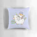 A soft and cuddly guinea pig-shaped pillow with a knitted design, perfect for snuggling up with yarn projects.
