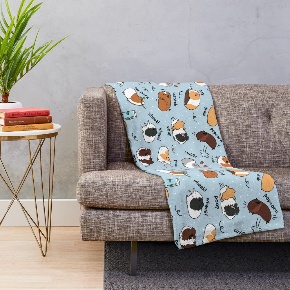 Soft and plush guinea pig blanket with a cute daily to-do list design