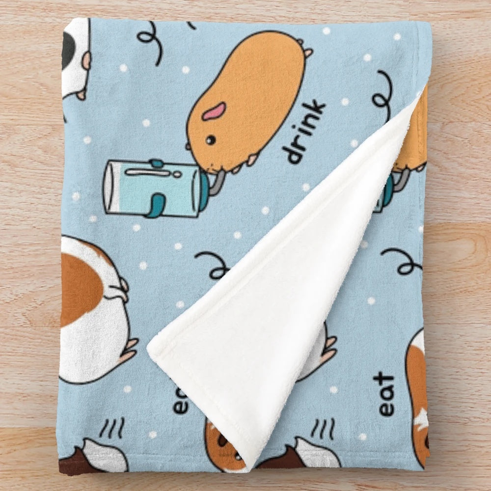 Soft and plush guinea pig blanket with a cute daily to-do list design