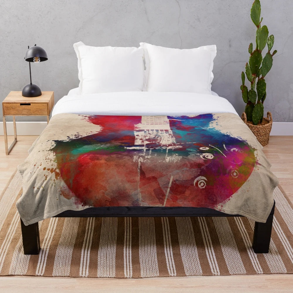 Soft and plush guitar-themed blanket